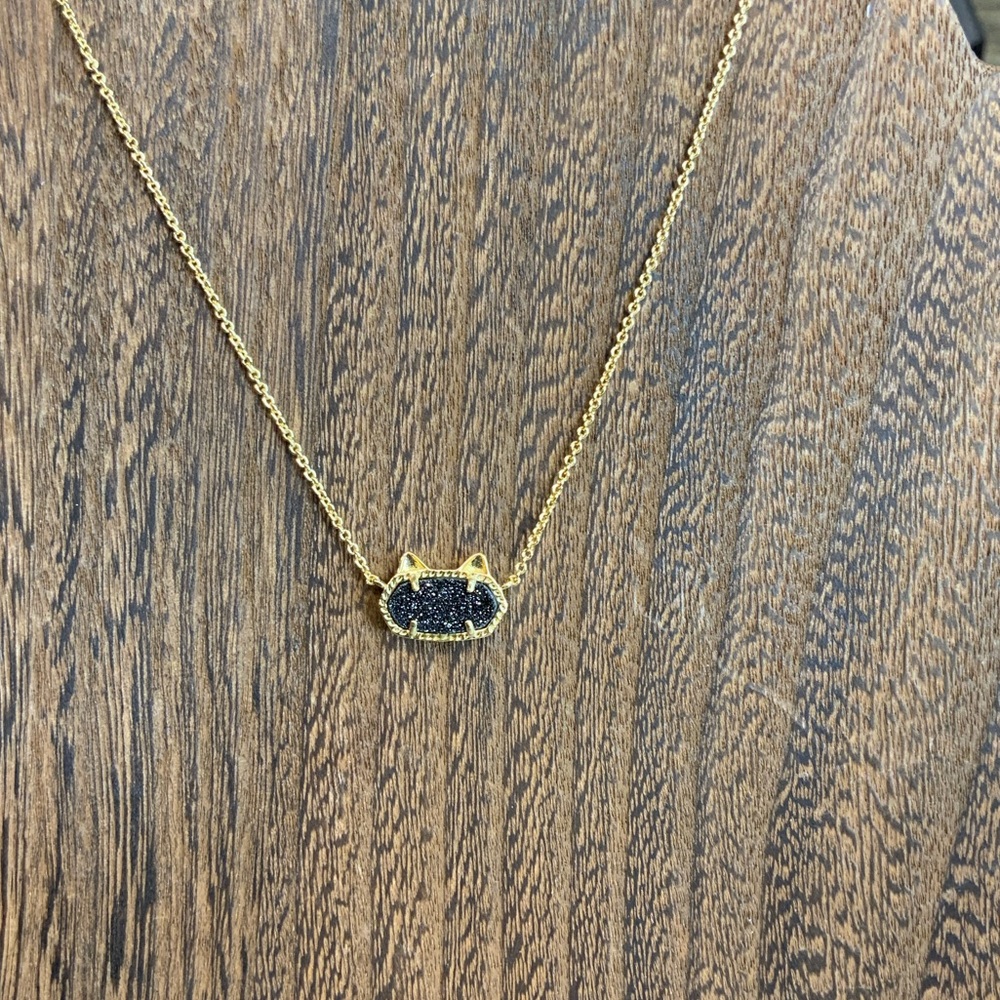 Kendra Scott Gold Cat Necklace with Black Crystal Pavé NWT